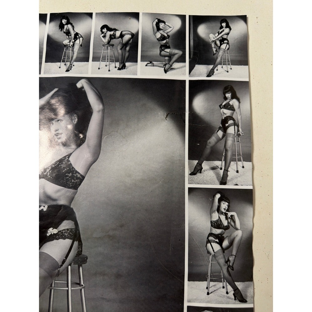 Rare Vintage 1994 Bunny Yeager Bettie Page Pinup Poster 20x16 Black White Fair - Picture 4 of 7
